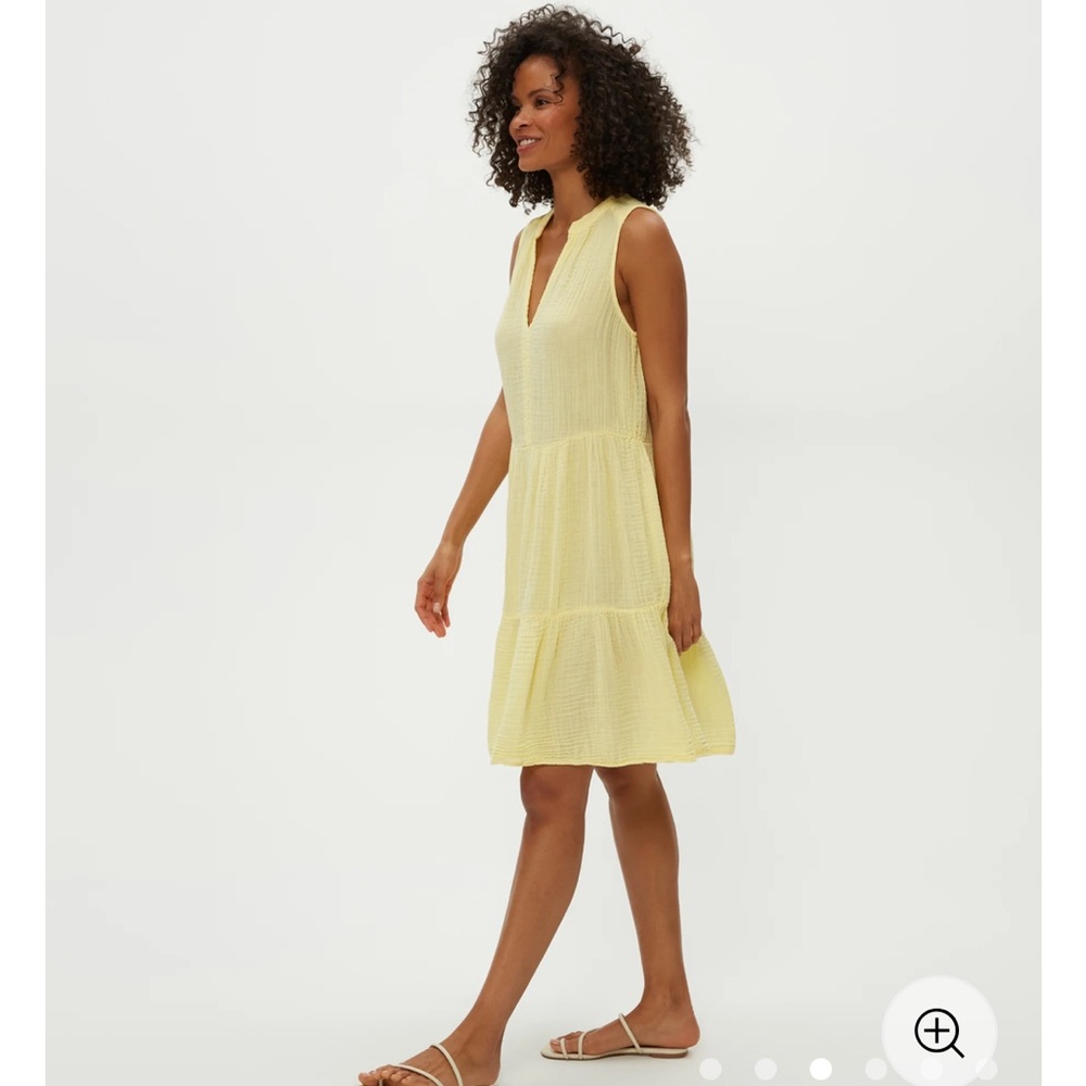 Michael Stars Daisy Gauze Dress Lemon- lime shade- 100% cotton- tiny flaw - Picture 10 of 16